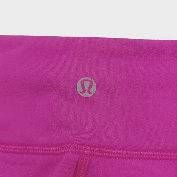Lululemon Reversible Wunder Under Crop Leggings Womens 2 Black Pink Gym Yoga - Picture 5 of 12